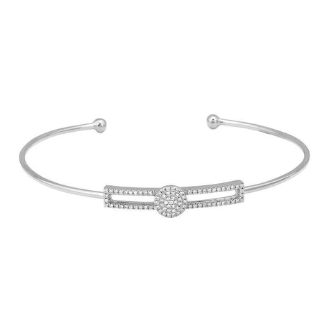 0.22 Ctw Diamond 14k White Gold Round Shape Womens Diamond Bangle Bracelet