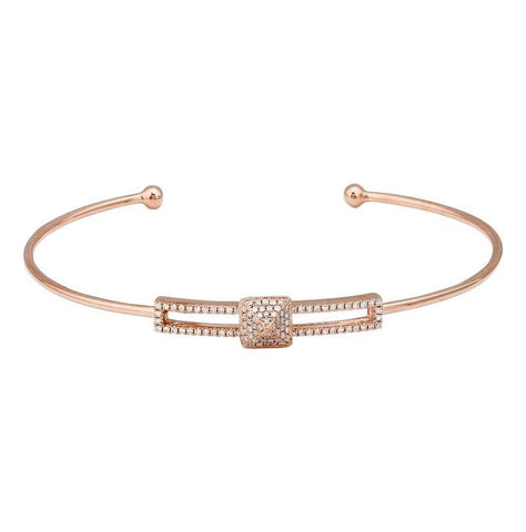 0.3 Ctw Diamond 14k Rose Gold Round Shape Womens Diamond Bangle Bracelet