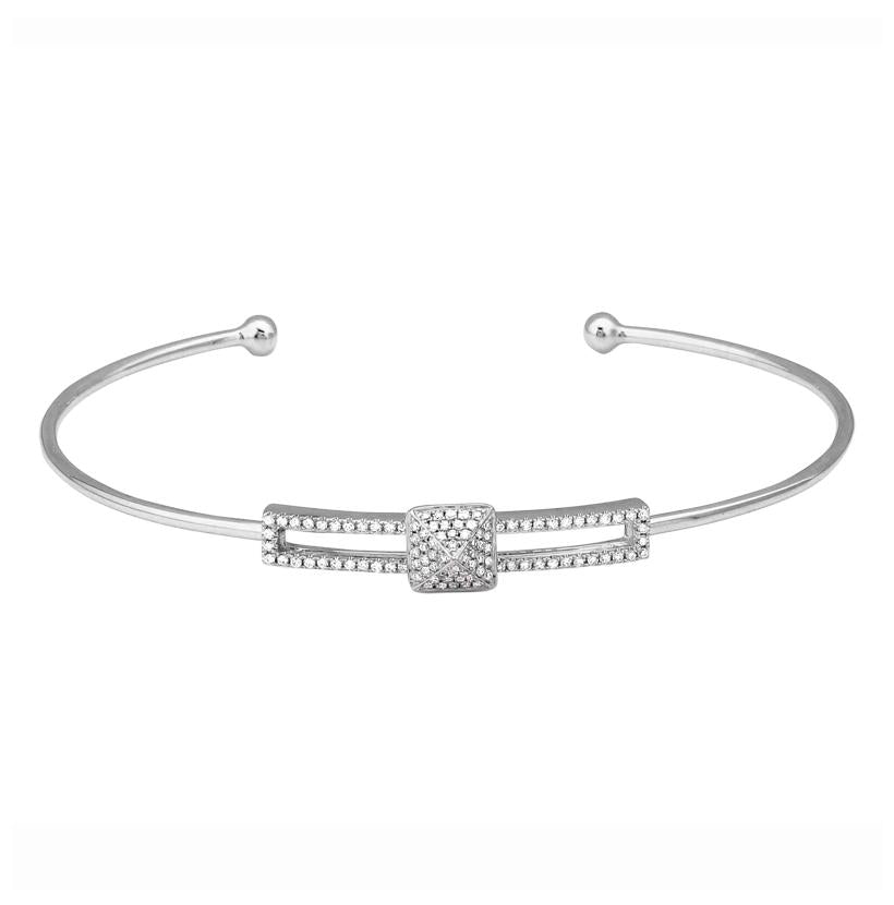 0.3 Ctw Diamond 14k White Gold Round Shape Womens Diamond Bangle Bracelet