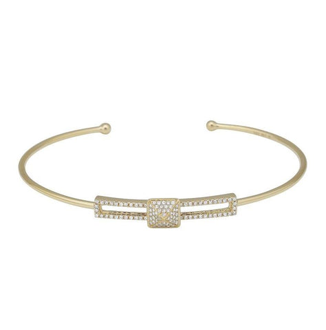 0.31 Ctw Diamond 14k Yellow Gold Round Shape Womens Diamond Bangle Bracelet