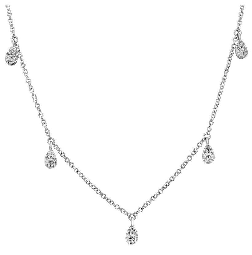 0.26 Ctw Diamond 14k White Gold Round Shape Womens Diamond Necklace