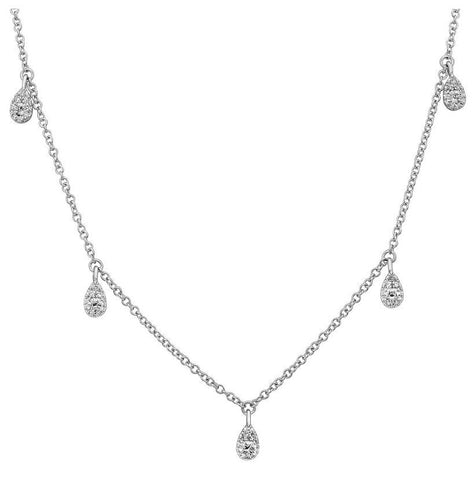 0.26 Ctw Diamond 14k White Gold Round Shape Womens Diamond Necklace