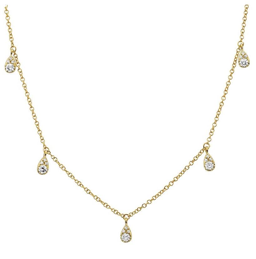 0.27 Ctw Diamond 14k Yellow Gold Round Shape Womens Diamond Necklace