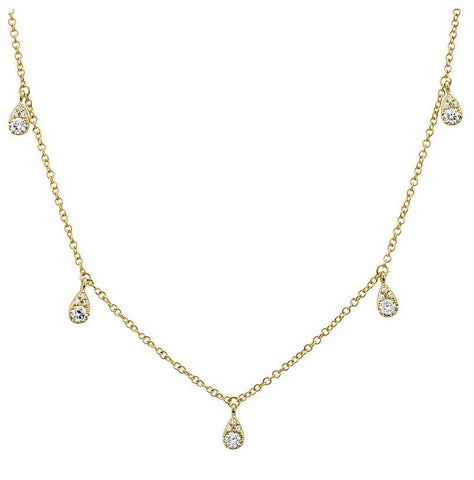 0.27 Ctw Diamond 14k Yellow Gold Round Shape Womens Diamond Necklace