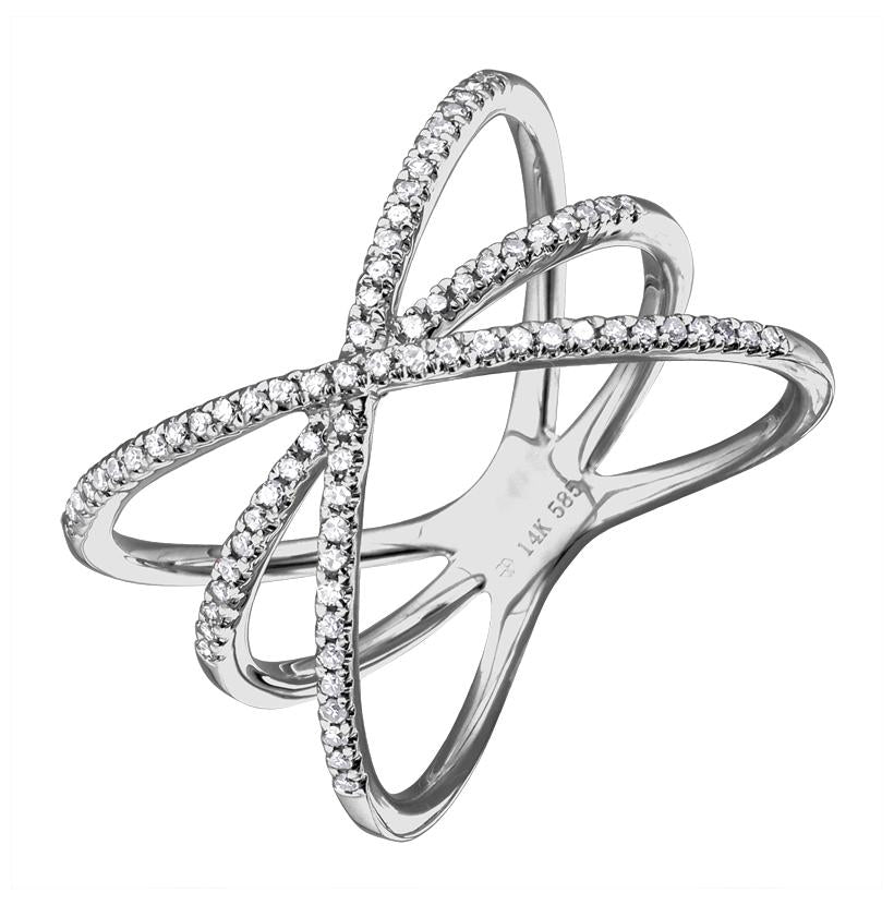 0.1 Ctw Diamond 14k White Gold Round Shape Womens Diamond Ring
