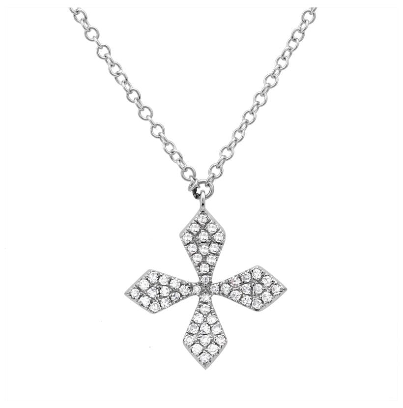 0.14 Ctw Diamond 14k White Gold Round Shape Womens Diamond Necklace Pendant With 16 Inch Chain