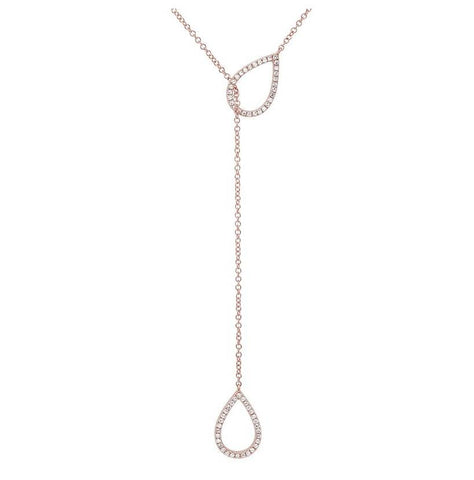 0.2 Ctw Diamond 14k Rose Gold Round Shape Womens Diamond Necklace