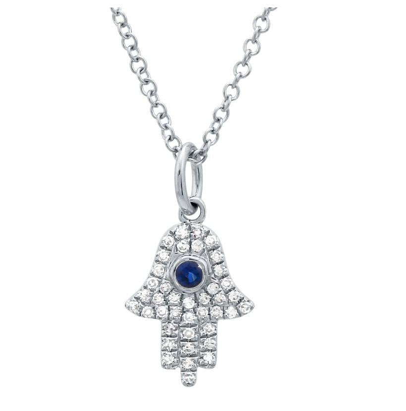 0.09 Ctw Diamond 14k White Gold Sapphire Round Shape Womens Diamond Necklace Pendant With 16 Inch Chain