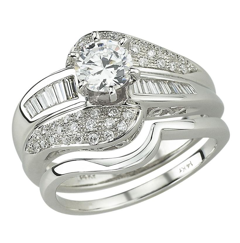 0.46 Ctw Diamond 14k White Gold Cubic Zirconium Round Shape Wedding Engagement Ring