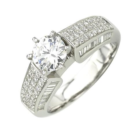 0.82 Ctw Diamond 14k White Gold Cubic Zirconium Round Shape Wedding Engagement Ring