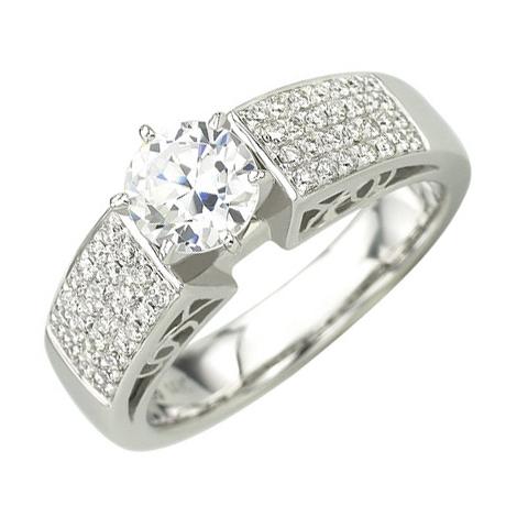 0.34 Ctw Diamond 14k White Gold Cubic Zirconium Round Shape Wedding Engagement Ring