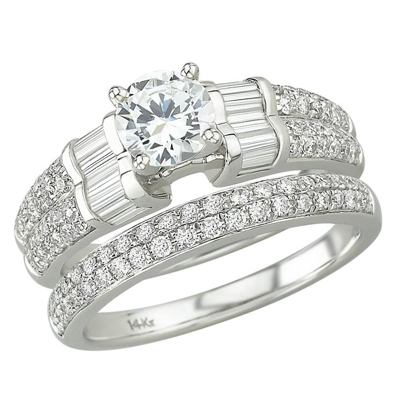 1.02 Ctw Diamond 14k White Gold Cubic Zirconium Round Shape Wedding Engagement Ring