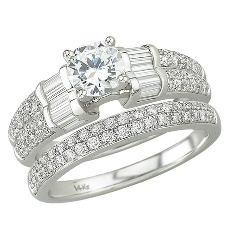 1.02 Ctw Diamond 14k White Gold Cubic Zirconium Round Shape Wedding Engagement Ring