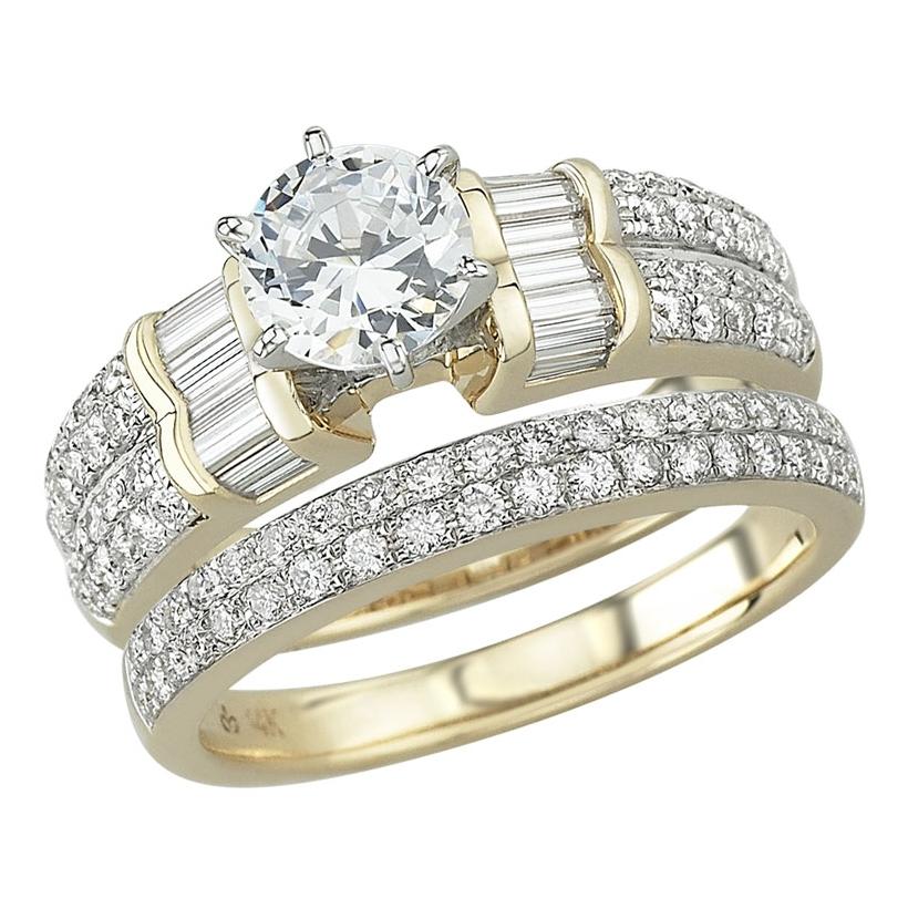 0.99 Ctw Diamond 14k Yellow Gold Cubic Zirconium Round Shape Wedding Engagement Ring