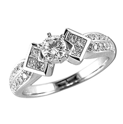 0.49 Ctw Diamond 14k White Gold Princess Shape Wedding Engagement Ring