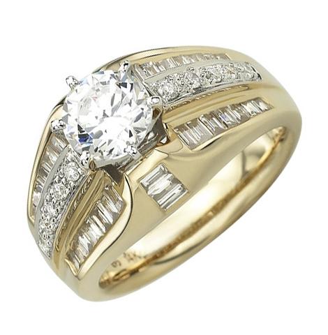 0.75 Ctw Diamond 14k Yellow Gold Cubic Zirconium Round Shape Wedding Engagement Ring