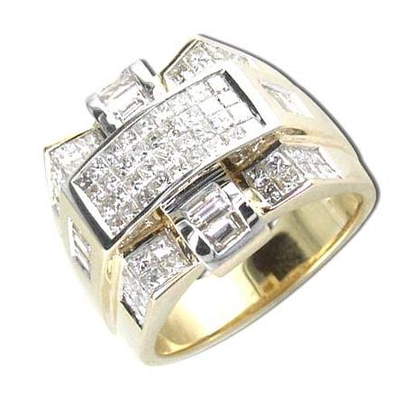 2.86 Ctw Diamond 14k Yellow Gold Tap Baguette Princess Shape Womens Diamond Ring