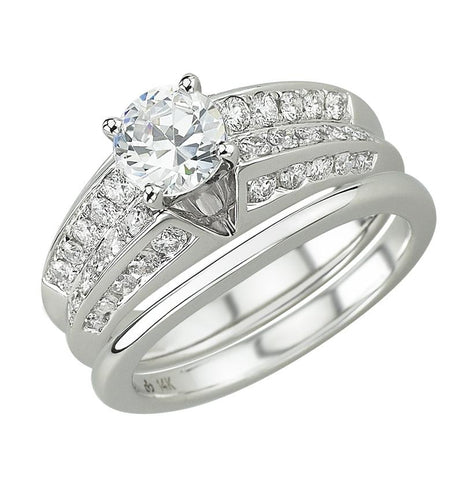 0.74 Ctw Diamond 14k White Gold Womens Diamond Ring