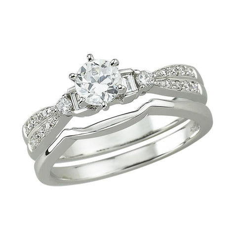 0.26 Ctw Diamond 14k White Gold Baguette Shape Wedding Engagement Ring