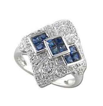 0.25 Ctw Diamond 14k White Gold Sapphire Round Shape Womens Gemstone Ring