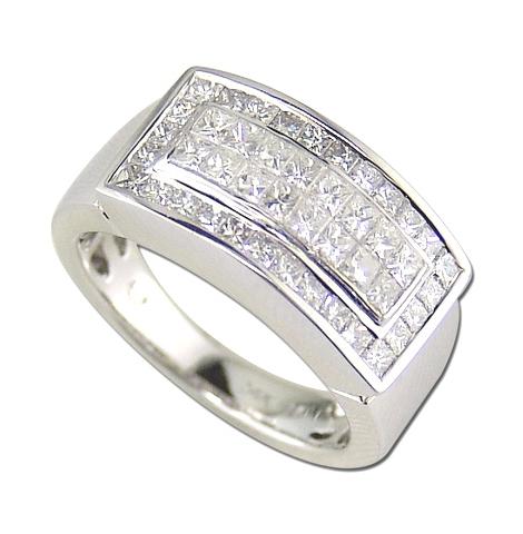 1.34 Ctw Diamond 14k White Gold Princess Shape Womens Diamond Ring