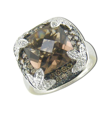 0.51 Ctw Diamond 14k White Gold Topaz Round Shape Womens Gemstone Ring