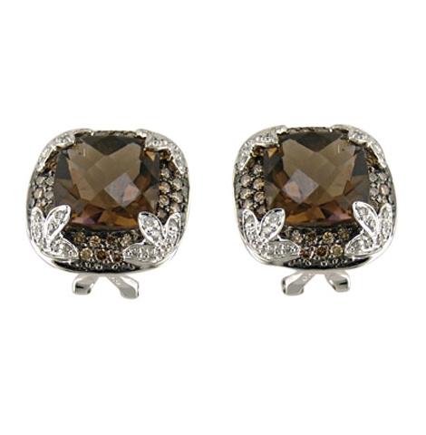 1.03 Ctw Diamond 14k White Gold Topaz Round Shape Womens Gemstone Earrings