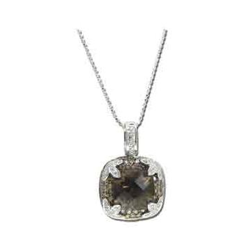 0.54 Ctw Diamond 14k White Gold Topaz Round Shape Womens Gemstone Necklace Pendant With 16 Inch Chain