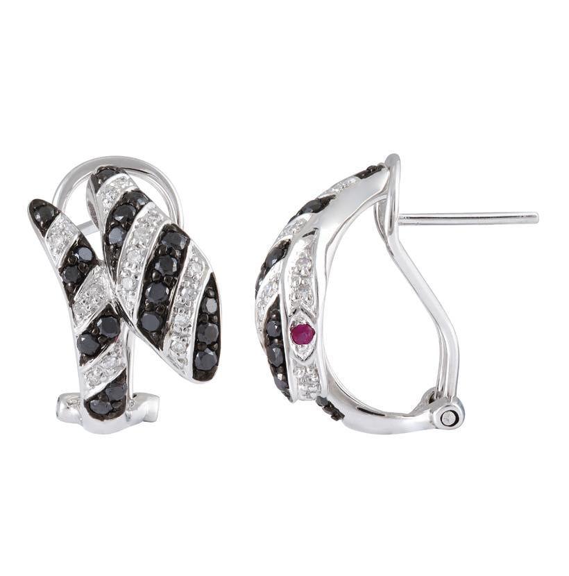 0.95 Ctw Diamond 14k White Gold Ruby Round Shape Womens Diamond Earrings