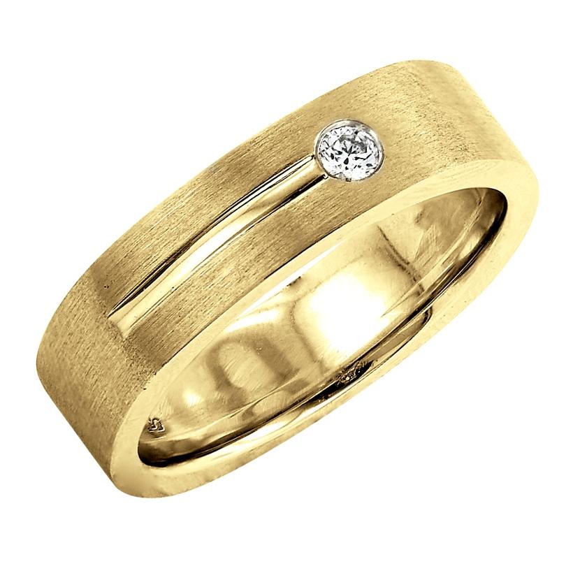 0.06 Ctw Diamond 14k Yellow Gold Round Shape Men's Ring, Size 10