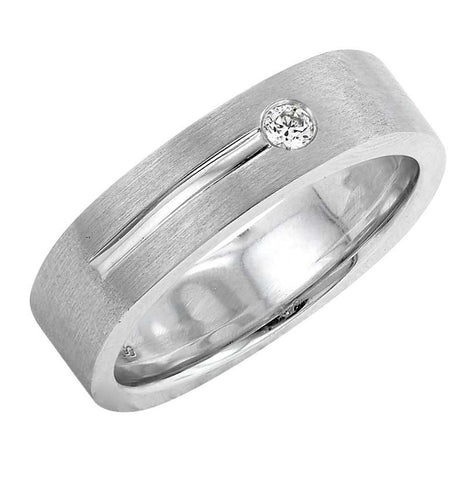 0.06 Ctw Diamond 14k White Gold Round Shape Men's Ring, Size 10