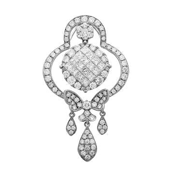 2.92 Ctw Diamond 18k White Gold Womens Diamond Necklace Pendant