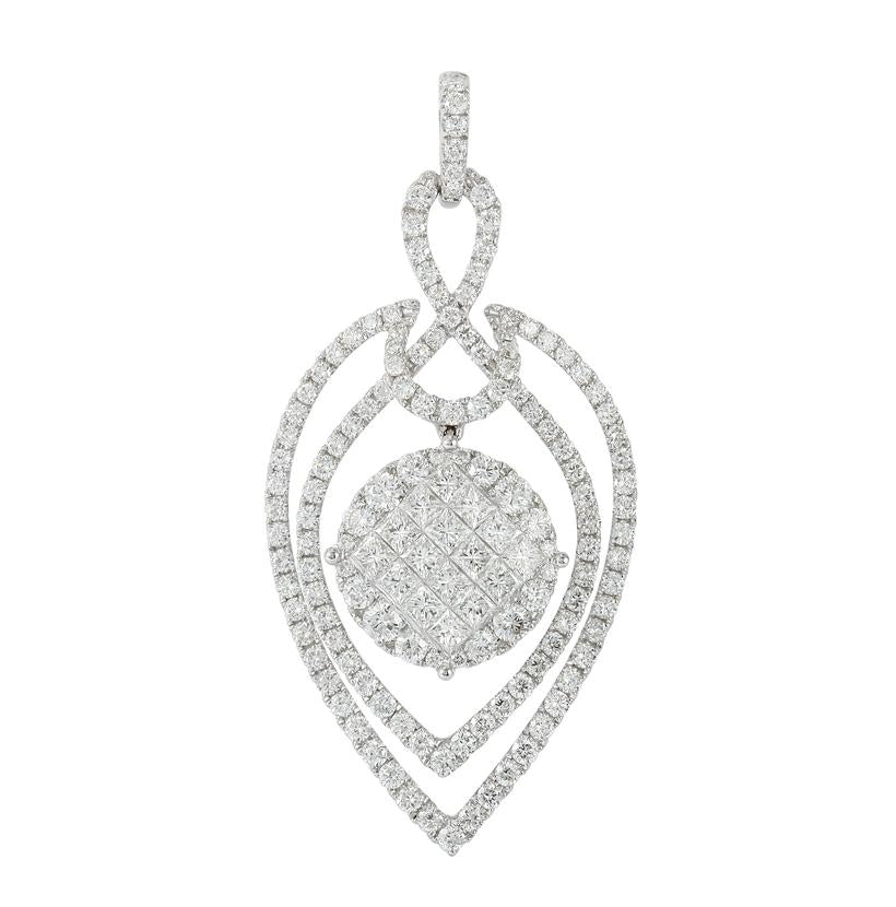 3.28 Ctw Diamond 18k White Gold Womens Diamond Necklace Pendant