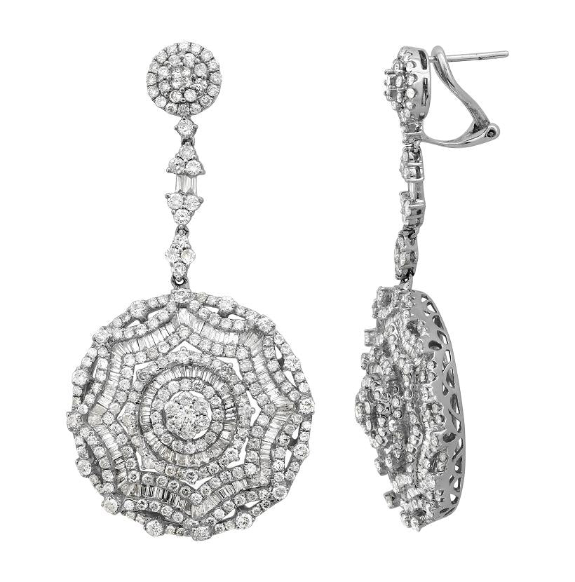 9.26 Ctw Diamond 18k White Gold Womens Diamond Earrings