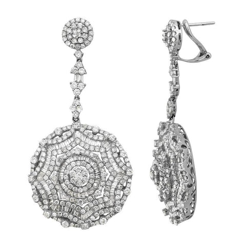 9.26 Ctw Diamond 18k White Gold Womens Diamond Earrings