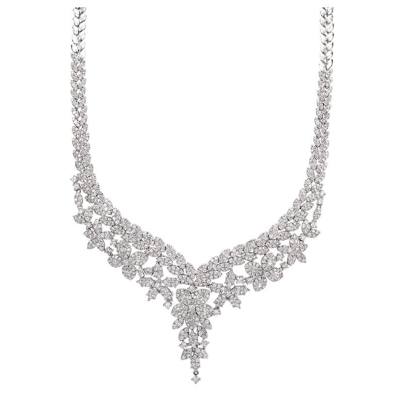 13.25 Ctw Diamond 18k White Gold Diamond Necklace