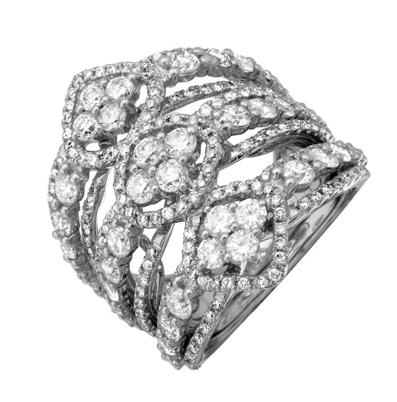 3.6 Ctw Diamond 18k White Gold Womens Diamond Ring