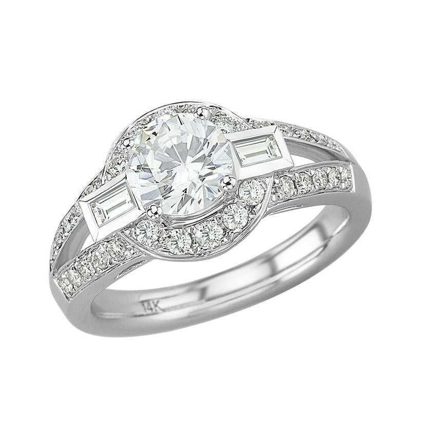 0.5 Ctw Diamond 14k White Gold Tap Baguette Shape Wedding Engagement Ring