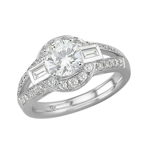 0.5 Ctw Diamond 14k White Gold Tap Baguette Shape Wedding Engagement Ring