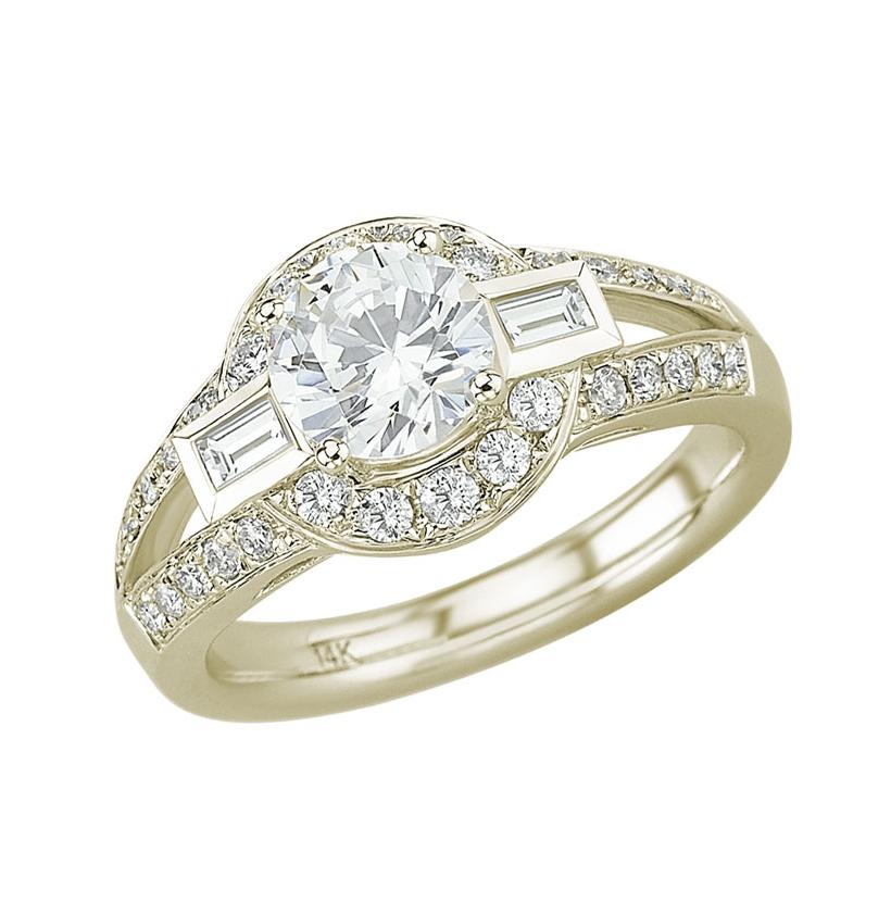 0.5 Ctw Diamond 14k Yellow Gold Tap Baguette Shape Wedding Engagement Ring