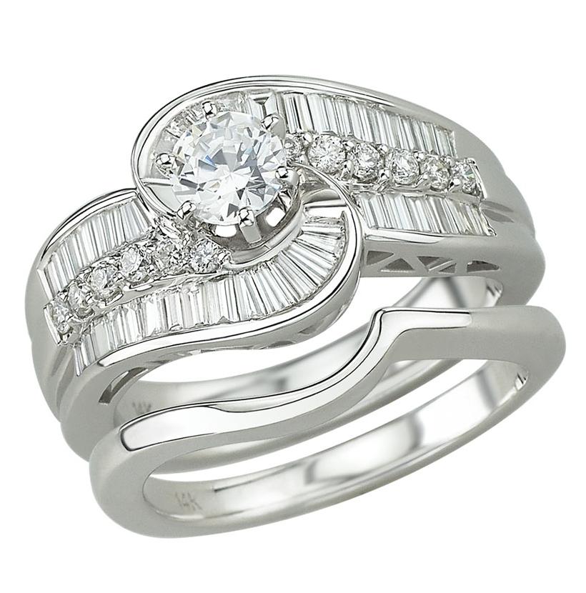 0.76 Ctw Diamond 14k White Gold Round Shape Wedding Engagement Ring