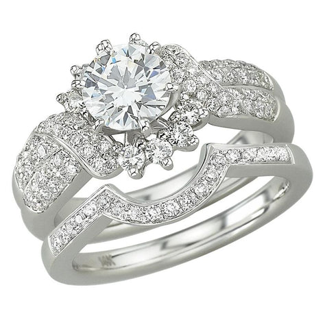 0.77 Ctw Diamond 14k White Gold Round Shape Wedding Engagement Ring