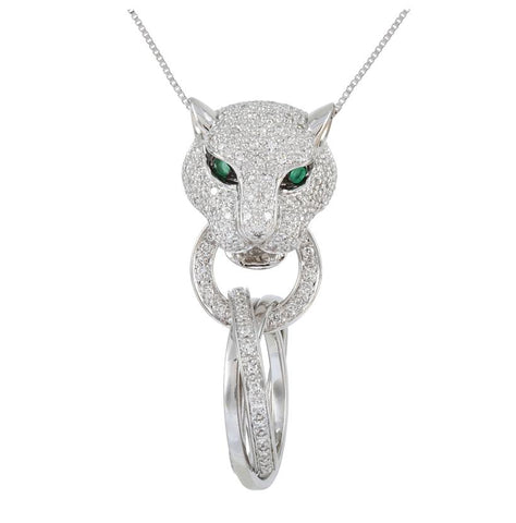 0.4 Ctw Diamond 14k White Gold Emerald Round Shape Womens Diamond Necklace Pendant With 16 Inch Chain