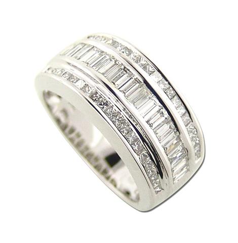 1.5 Ctw Diamond 18k White Gold Princess Tap Baguette Shape Womens Diamond Ring