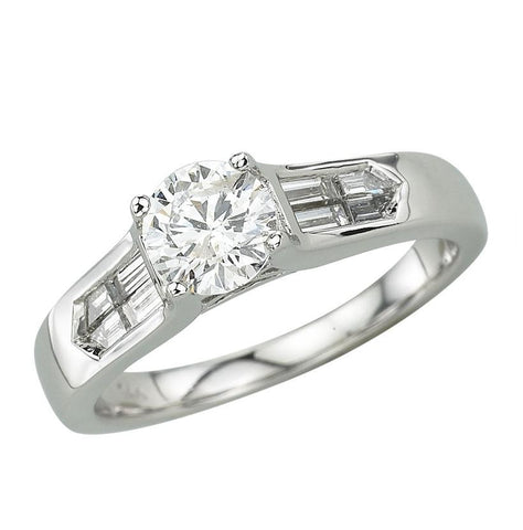 1.04 Ctw Diamond 14k White Gold Round Shape Wedding Engagement Ring