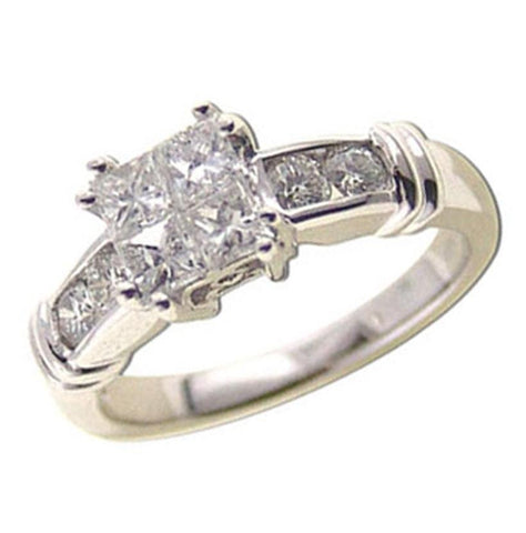 1.04 Ctw Diamond White Platinum Multi Shape Wedding Engagement Ring