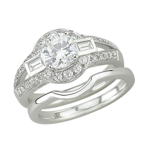 0.49 Ctw Diamond 14k White Gold Tap Baguette Shape Wedding Engagement Ring
