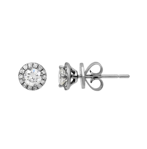 0.57 Ctw Diamond 14k White Gold Round Shape Womens Diamond Earrings