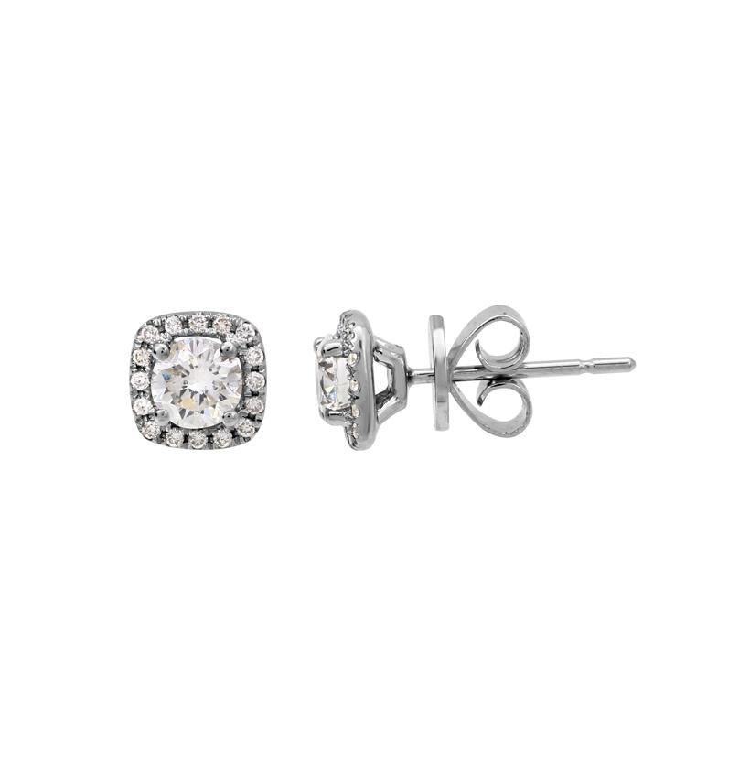 0.78 Ctw Diamond 14k White Gold Round Shape Womens Diamond Earrings