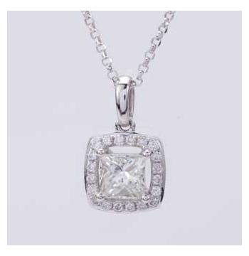 0.57 Ctw Diamond 14k White Gold Round Princess Shape Womens Diamond Necklace Pendant With 16 Inch Chain